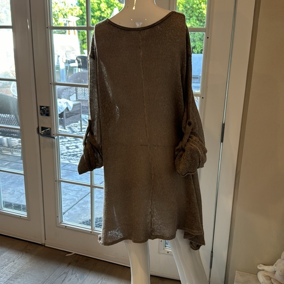Art To Wear Taupe Mohair Italian Fiber Art Rosette Detail Knit Dress or Tunic XL - Picture 6 of 11